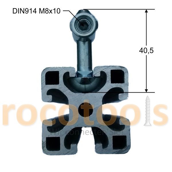 Mittelspanner rd. VdsL Nut 8 Profil 40, Stahl verz.